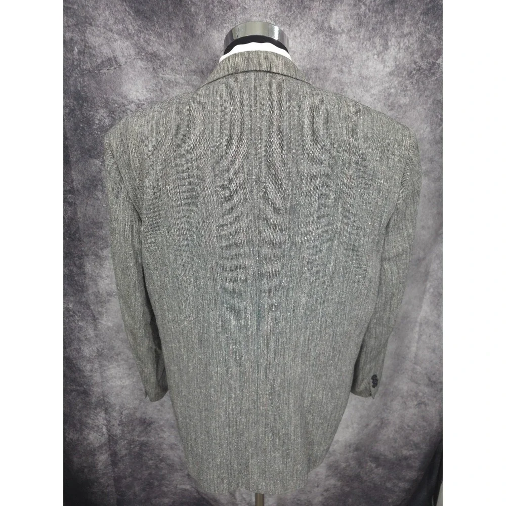 Versini Blazer Jacket Mens 46 Gray Herringbone‎ Sport Coat Business Wear Silk